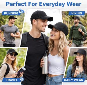 Cappellino da Baseball Neutro Regolabile dal Magazzino USA, <span class=keywords><strong>Design</strong></span> Semplice, Cappelli Unisex Neri per Uomo e Donna - Product Image 4