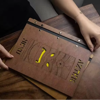 Couverture de menu de restaurant personnalisable 12 vues Couverture de menu en cuir avec poche intérieure Dossier de menu en bois pour salles à manger