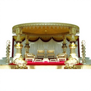 Décoration de mandap de mariage Ganesha, quatre piliers en fibre de verre, style moderne, léger, scène de mariage personnalisée, couleur et taille sur mesure - Product Image 1