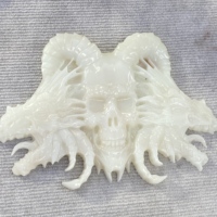Collection de sculptures en cristal Feng Shui en jade Xiu vert naturel sculpté en gros, crânes et cornes de bélier à double tête de dragon