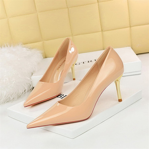 Tacones <b>Pumps</b> Pointed Toe Patent Leather Office Thin Heel Women Shoes 2024 Spring Stiletto Heels - Product Image 3