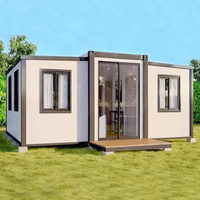 Maison conteneur de luxe préfabriquée à double aile extensible 20 pieds, modulaire, étanche, isolée, portable, moderne, pour usage hôtelier ou logement d'appoint