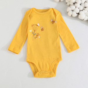 Ropa de Bebé al por Mayor, Conjuntos de Cinco Piezas de Moda, Lindos Monos Unisex con Estampado de Flores y Animales de Dibujos Animados, Tejido de Punto, Otoño - Product Image 3