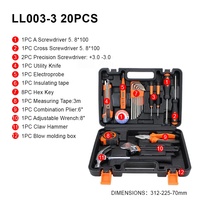 LEIGHLY LL003-3 20PCS Ensemble d'outils à main professionnels pour la maison, kit de réparation générale pour la maison, marteau, clé à molette, pinces, tournevis