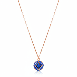 Triángulo diseño zafiro circón piedra forma redonda encanto colgante turco hecho a mano 925 joyería de plata esterlina - Product Image 2