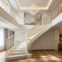 Balustrade d'escalier en métal blanc doré de luxe, haute qualité, décoration intérieure, garde-corps en aluminium pour villa et appartement