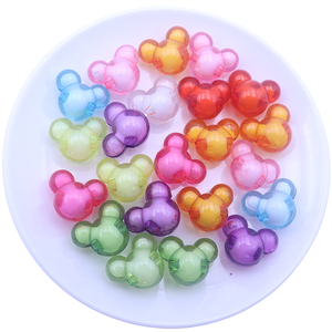 Cuentas Acrílicas Transparentes Multicolores con Cabeza de <span class=keywords><strong>Mickey</strong></span> <span class=keywords><strong>Mouse</strong></span> de Dibujos Animados para Niños, de 23*19 mm, para Lazos para el Cabello y Accesorios de Joyería - Product Image 1