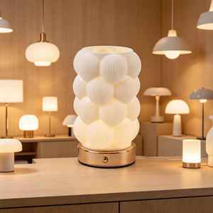 3D Printed Bedroom Bedside <b>Charging</b> Cream Wind Touch Dimming Table <b>Lamp</b> - Product Image 2