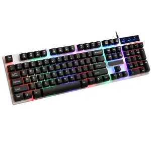 GC KM002有线人体游戏鼠标和键盘组合七彩灯键盘和3D光学鼠标，适用于游戏玩家