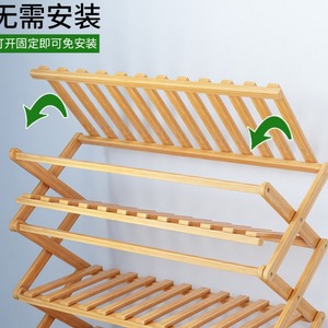 Bamboo Folding <b>Shoe</b> <b>Rack</b> 3 Tier Freestanding <b>Storage</b> For Doorway Minimalist Design - Product Image 1