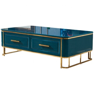 Bàn cà phê hiện đại giữa thế kỷ với phụ kiện trang trí lưu trữ bằng gỗ Bàn cà phê Trung tâm màu trắng - Product Image 1