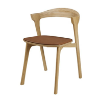 Chaise de salle à manger d'extérieur en bois massif de style nordique moderne, revêtement en cuir, pour hôtel, parc, salle de sport, maison, bar