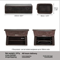 Étui à lunettes rectangulaire rétro en cuir Eonluxe, ensemble de deux pièces, fait main, fermeture magnétique, portable, en cuir véritable, pour voyage