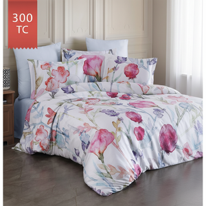 Varol Royal Satin 300TC Duvet <b>Cover</b> Set Classic Floral Family Size (King) for Home Use-SILVIA - Product Image 3