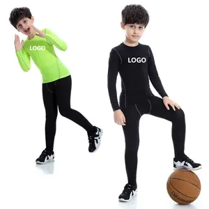T-shirt Compression à manches longues en Polyester pour enfant, Logo personnalisé, collants, pour basket-ball, sous-vêtements d'entraînement, <span class=keywords><strong>Jogging</strong></span>, 1 pièce - Product Image 1