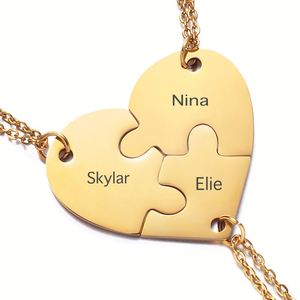 Collares de Amistad con Corazón de Oro Personalizados, Resistentes al Deslustre, para 3 Mejores Amigos, Joyería con Corazón para Parejas - Product Image 4
