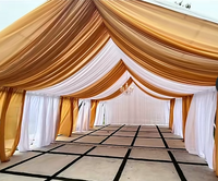 Voilages de plafond blancs et dorés 5x40 pieds pour mariage, rideaux de plafond en polyester épais sans plis pour chapiteau, draperies d'arche