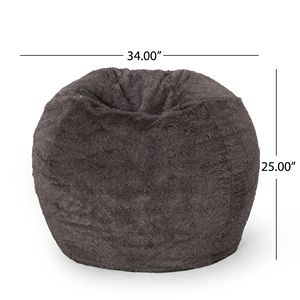 DB Vida 3 pieds arrondi en fausse fourrure pouf marron/beige élégant design japonais-contemporain pour les meubles de salon à la maison - Product Image 5
