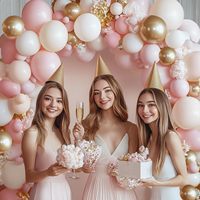 Kit d'arche de ballons rose, beige, blanc, pastel clair, chrome, or, en caoutchouc, avec avertissement de risque d'étouffement, pour fiançailles, mariage, fête nuptiale