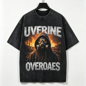 T-shirt Oversize con Lavaggio Acido, Personalizzabile con Grafica e <span class=keywords><strong>Logo</strong></span>, Taglie Forti, Stile Vintage, in Cotone Pesante da Uomo - Product Image 1