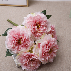 QIHAO Five Headed <b>Peony</b> <b>Artificial</b> Flowers Silk High Simulation Wedding Home Decor - Product Image 3
