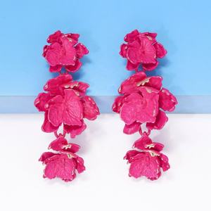 Pendientes de Aleación con Diseño Floral y Patrón Geométrico, Accesorios Femeninos de Estilo Urbano, Diseño de Pintura Horneada Estilo INS - Product Image 4