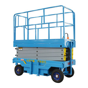 Plateforme élévatrice à ciseaux électrique pour allées étroites, hauteur de levage de 7 m, hauteur de levage de 0,9 m, double soupape de sécurité, alarme, capacité de charge de 500 kg, nouvelle pour espaces restreints - Product Image 1