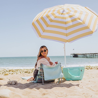 Parasols de plage légers et compacts à rayures imprimées personnalisées, prix d'usine, vente en gros, protection UPF+50, faciles à transporter, avec logo