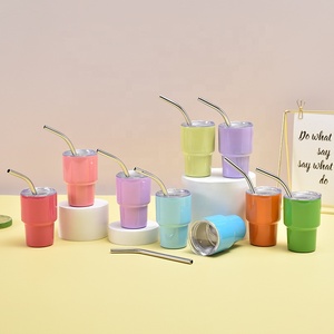 Leakproof 2oz 3oz <span class=keywords><strong>Cute</strong></span> School Vacuum Mug Stainless Steel Water Kids Mini Tumbler Shot Copos de vidro com tampas e canudos - Product Image 3