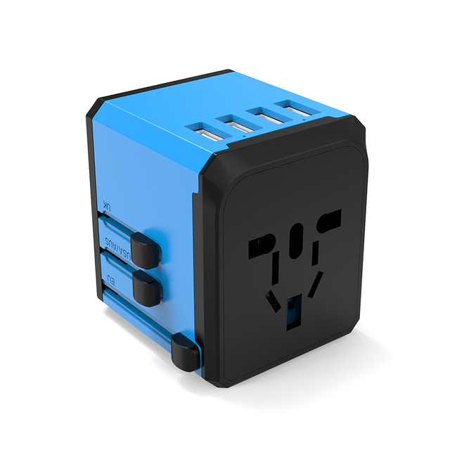 Universal 4 USB Travel Adapter Plug, Customized All in One Type C Power Adapter with 2.4A 4-port USB Easy Stored in Travel Bag