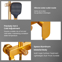 SANIVITAL Ensemble de robinetterie de douche murale en aluminium de luxe avec cascade, système de douche complet doré pour salle de bain