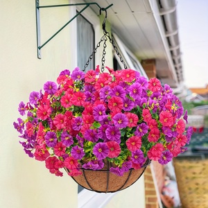 Flores Artificiales Colgantes Resistentes a los Rayos UV, Aptas para Exteriores, <span class=keywords><strong>Petunias</strong></span> Artificiales con Contenedor - Plantas Colgantes Realistas para Jardín - Product Image 5