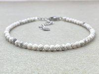 Bracelet délicat en acier inoxydable Howlite avec micro-cristaux facettés, bijoux minimalistes en pierres précieuses, cadeau unisexe