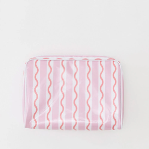 Customized Fashion Pink Stripe Makeup Striped <strong>Cosmetic</strong> Pouch For Travel Large Patterned Toiletry <strong>Bag</strong> MAHJONG Tile Clear Coat <strong>Bag</strong> - Product Image 2