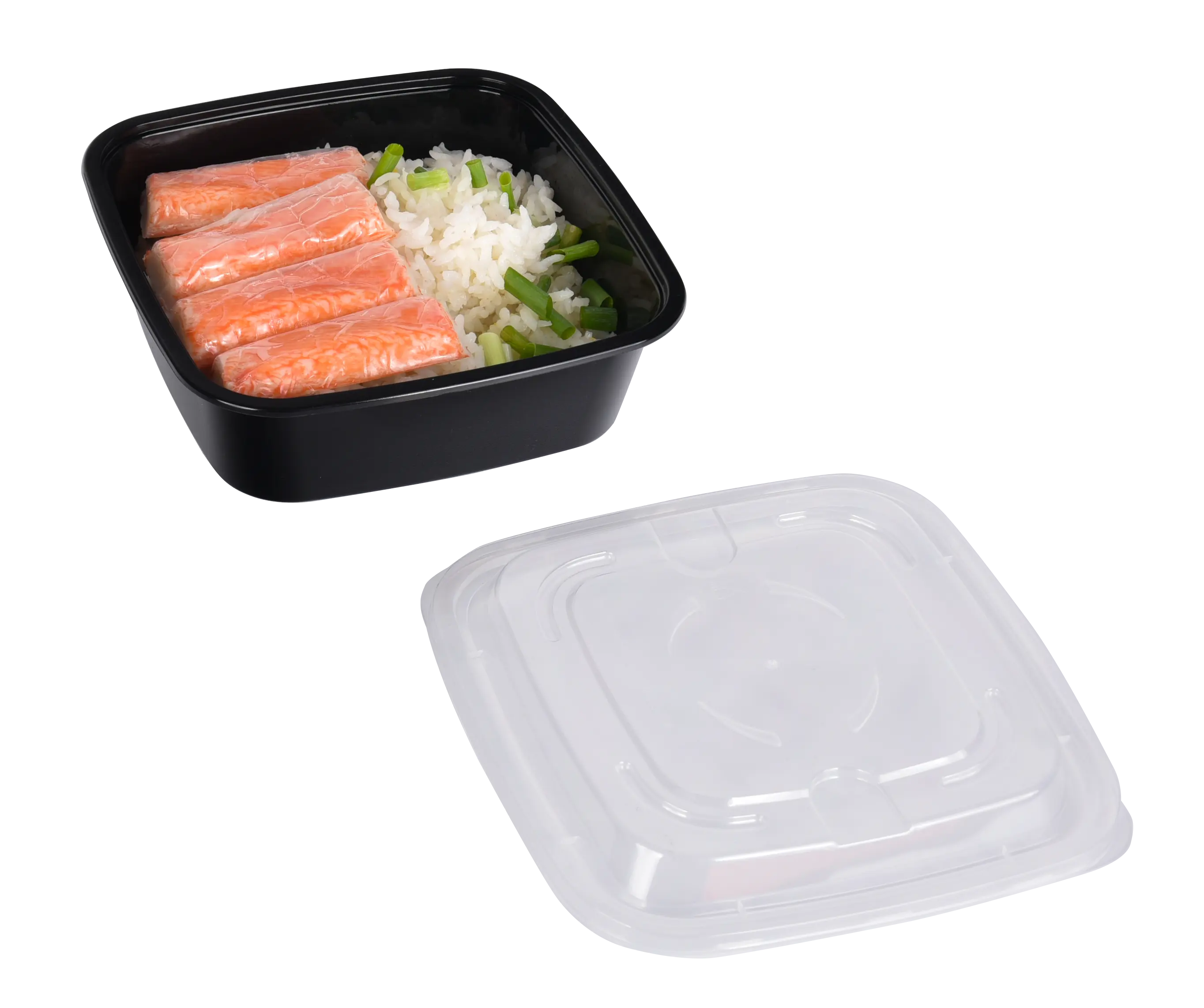環境にやさしい正方形750ml黒の準備食事レストランコンテナランチフードテイクアウトPPプラスチックボックス蓋付き