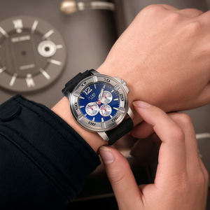 Montre chronographe à quartz haut de gamme pour hommes boîtier en acier inoxydable étanche bande de silicone luminescente cadran pointeur mode décontracté - Product Image 3