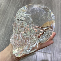 Gemas talladas a mano de alta calidad, artesanía popular, curativa, tamaño natural, calaveras de cristal transparente K9 para Decoración