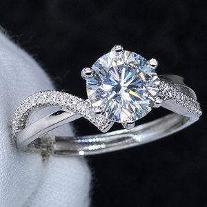 Set di anelli di fidanzamento con zirconi color platino per donna, eleganti gioielli alla moda - Product Image 5
