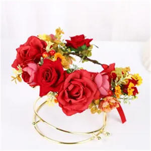 Accessoires de cheveux de mariage tendance, couronne de fleurs bohème en tissu floral, bandeau pour femmes, filles, dames, <span class=keywords><strong>mariée</strong></span> - Product Image 3