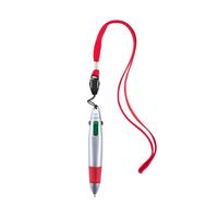 Stylo multifonction 4 en 1 en plastique multicolore avec cordon, porte-clés, mousqueton, stylo à bille, plusieurs recharges d'encre, stylos en mousse avec clip mousqueton