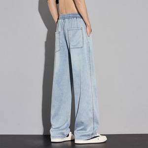 Emperor <span class=keywords><strong>Paul</strong></span> Jeans casuales de algodón para hombre, pantalones versátiles de verano, ligeros, de lavado medio, de cintura media, holgados, de pierna recta, modernos y versátiles - Product Image 4
