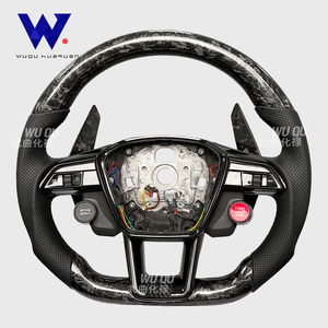 Volant en fibre de carbone forgée avec bouton de démarrage pour <span class=keywords><strong>Audi</strong></span> Q8, SQ8, A1, A2, A3, A4 B9, A5 B8, A6, A7, A8 C7, S3, S4, RS3, RS5, RS7, RS6, C8 - Product Image 1