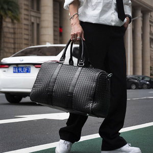 Men Fashion Large Leather <b>Trolley</b> Waterproof Sports Gym Waxed Customized Logo Duffel Bags Luxury Weekender Bag - Product Image 4
