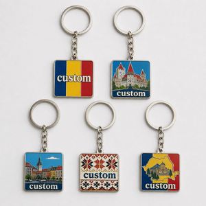 Llavero de Rumania al por mayor, personalizado, de alta calidad, con diseño de bandera y lugares emblemáticos, recuerdo de viaje de Europa del Este, diseño cultural, soporte para llaves - Product Image 1