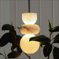 Lámpara colgante LED de alabastro Natural con diseño de Arte Moderno, colgante de bola Simple para dormitorio, baño, candelabros de tocador, luces colgantes