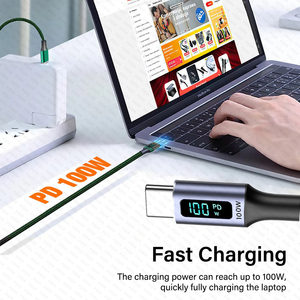 Cabo USB Tipo C para C PD100W 66W para Carregamento Rápido de Celular e Laptop, Cabo de Dados 6A com Display LED, <span class=keywords><strong>Cord</strong></span>ão USBC 0.5M/1M/2M - Product Image 3