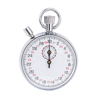 Mini chronomètre analogique mécanique gris avec fonction pause, construction en métal et verre