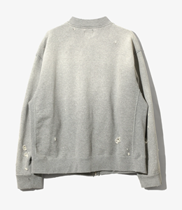 Chaqueta Bomber Vintage Gris Desgastada con Cierre, Logotipo Personalizado, Cuello de Béisbol, Sudadera Extra Grande y Gruesa para Hombre - Product Image 4