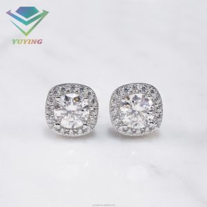 In Stock 925 Sterling <b>Silver</b> VVS Moissanite <b>Stud</b> Earrings 18k gold Plated GRA Certificate Fine Fashion Jewelry for Weddings Gift - Product Image 2