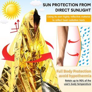 <span class=keywords><strong>Manta</strong></span> Térmica de Emergencia Ligera de Mylar Aluminizado para Supervivencia y Primeros Auxilios Color Dorado - Product Image 2